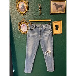 Moussy Vintage Jeans Womens 26 Blue Denim Cropped Distressed